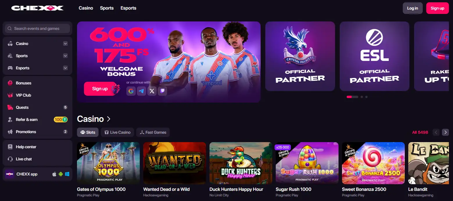 CHEXX casino interface